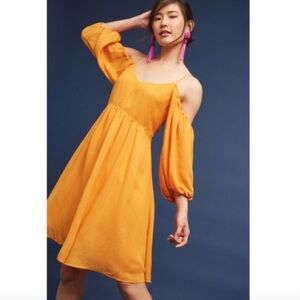 Anthropologie Moulinette Soeurs Carina Dress in Mustard Yellow. XS